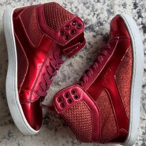 Red Pastry Pop Tart Glitter High Top Sneakers